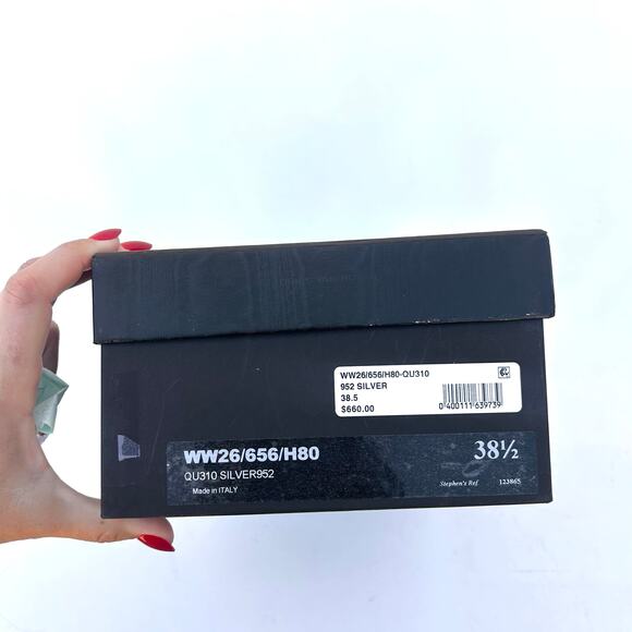 Dries Van Noten Silver Designer Pumps Metallic High Heels 38.5 Size 8.5 Leather - Picture 13 of 14